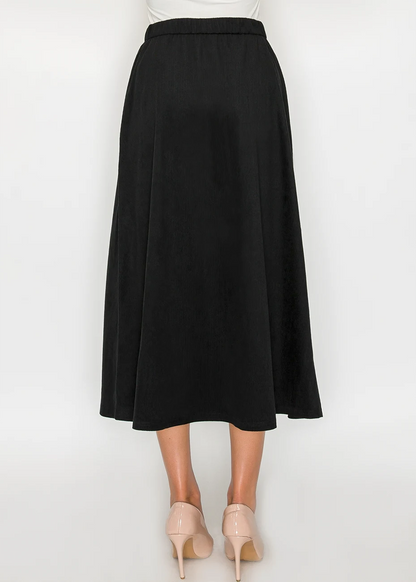 Yal Corduroy Aline Button Skirt - SK4674