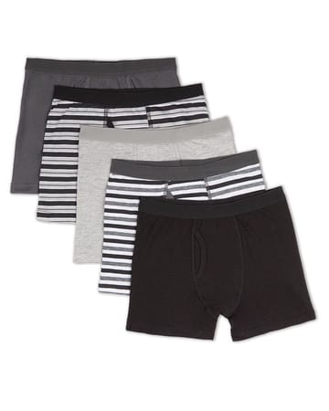 Memoi Solids & Stripes 5PR Pack Boys Boxer Briefs - SP-6200