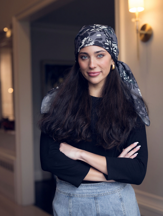 Tal Winter Gray Floral Scarves - Tal-48-AYR