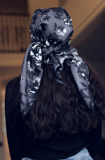 Tal Winter Gray Floral Scarves - Tal-48-AYR