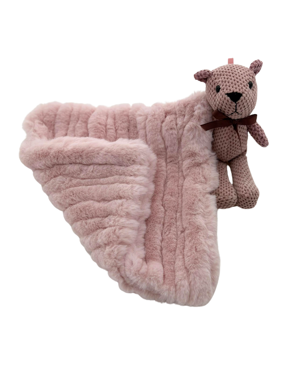 Tiny Cuddlez Plush Ribbed Teddy Blanket