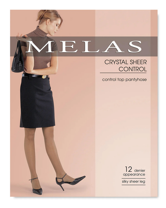 Melas Women's 12 Denier Soft Sheen Crystal Sheer Control Top Pantyhose