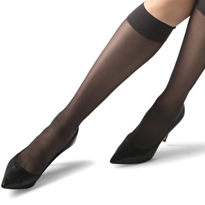 Levante Viva Women's Satin Sheer Knee Highs 2-Pack