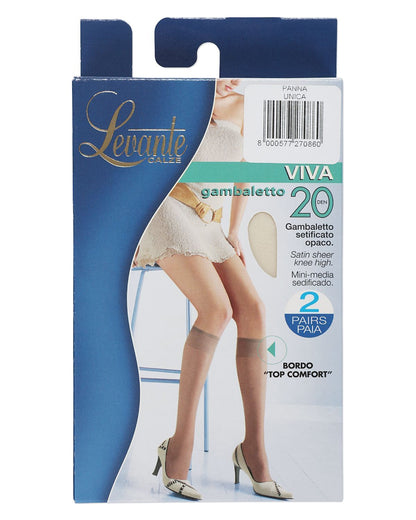 Levante Viva Women's Satin Sheer Knee Highs 2-Pack