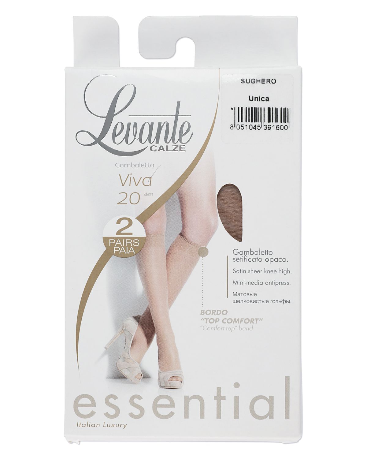 Levante Viva Women's Satin Sheer Knee Highs 2-Pack