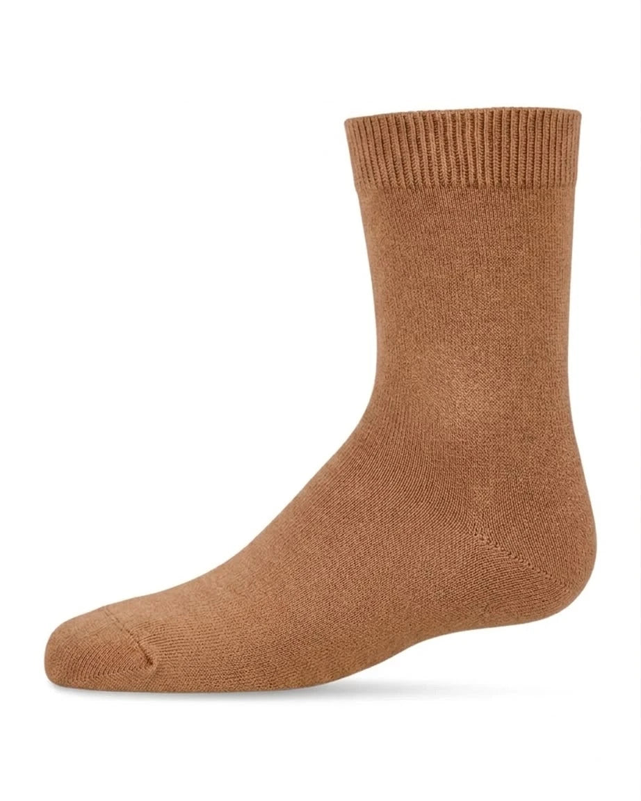Memoi Toddlers and Kids Basic Soft Rayon from Bamboo Crew Socks Peanut Shell - Mk-6166