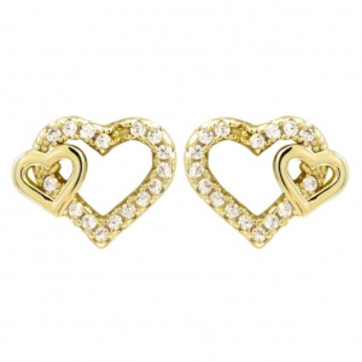 Delino Gold Plated Surgical Steel - Double Cutout Heart - 3EP4394-SU-GD