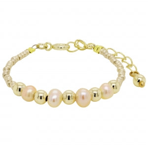Delino Pearl and Ball And Seed Bead Bracelet - B15931-B-GD
