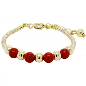 Delino Pearl and Ball And Seed Bead Bracelet - B15931-B-GD