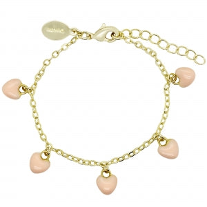 Delino Gold Plated Brass Enamel Heart Chain Bracelet - B15967-B-GD