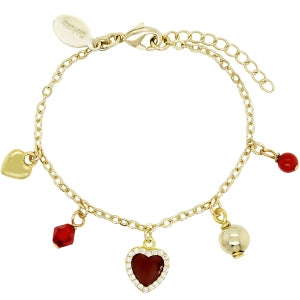 Delino Gold Plated Heart And Gold Charm Bracelet - B15970-B-GD
