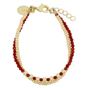 Delino 2 Row Faceted Crystal And Gold Ball Bracelet - B16069-B-GD