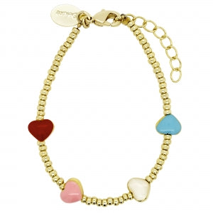 Delino Gold Beads And Enamel Heart Bracelet - B16090-B-GD