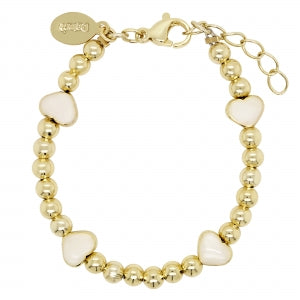 Delino Gold Plated Brass Balls And Heart Bracelet - B16092-B-GD