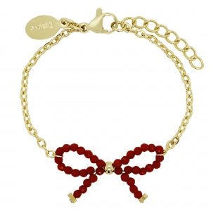 Delino Faceted Crystal Bow And Simple Gold Chain Bracelet - B16098-B-GD