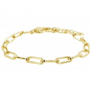 Delino Gold Plated Brass Paper Clip Chain Bracelet - B4746-B-GD