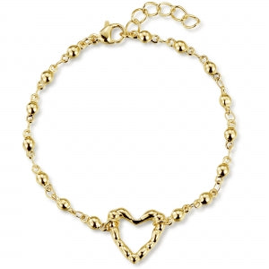 Delino Gold Plated Surgical Steel Open Heart Bracelet - B4899-B-GD