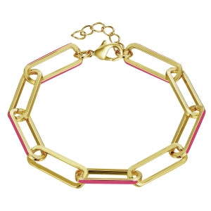 Delino Gold Plated Surgical Steel Enamel Paper Clip Chain Bracelet - B4906-B-GD