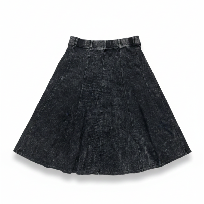 Hopscotch Girls Stonewash Panel Midi Skirt - Bv-2601k