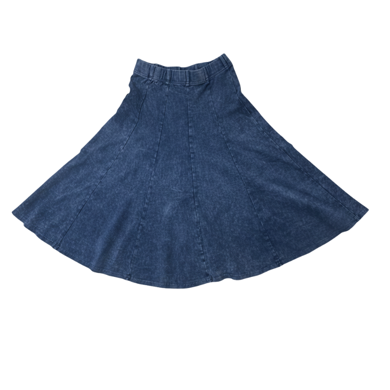 Hopscotch Girls Stonewash Panel Midi Skirt - Bv-2601k