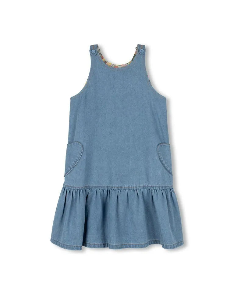 Hello Yellow Heart Pocket Denim Jumper - C-23583