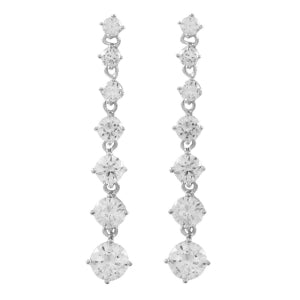 Delino Rhodium Plated Sterling Silver - Graduating CZ Drop Post Earrings - EP2773-SS-SR
