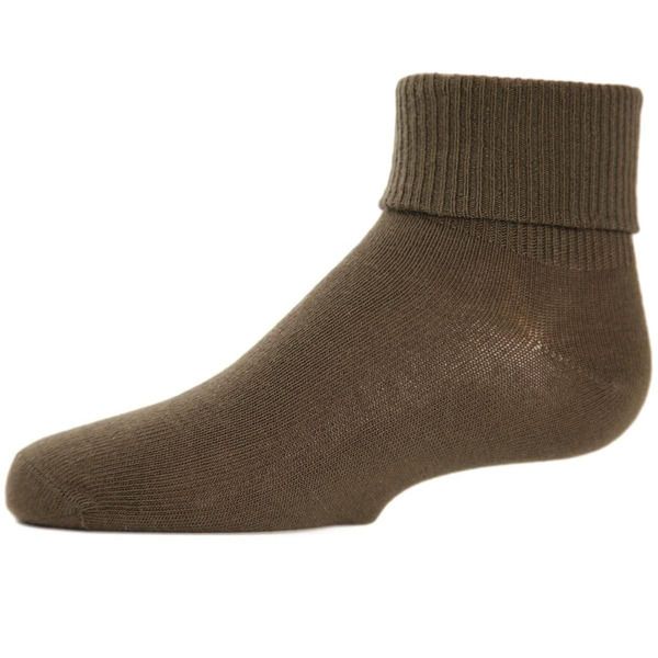 Memoi Kids Triple Roll Cotton Blend Ankle Socks Dark Olive - Mk-5058