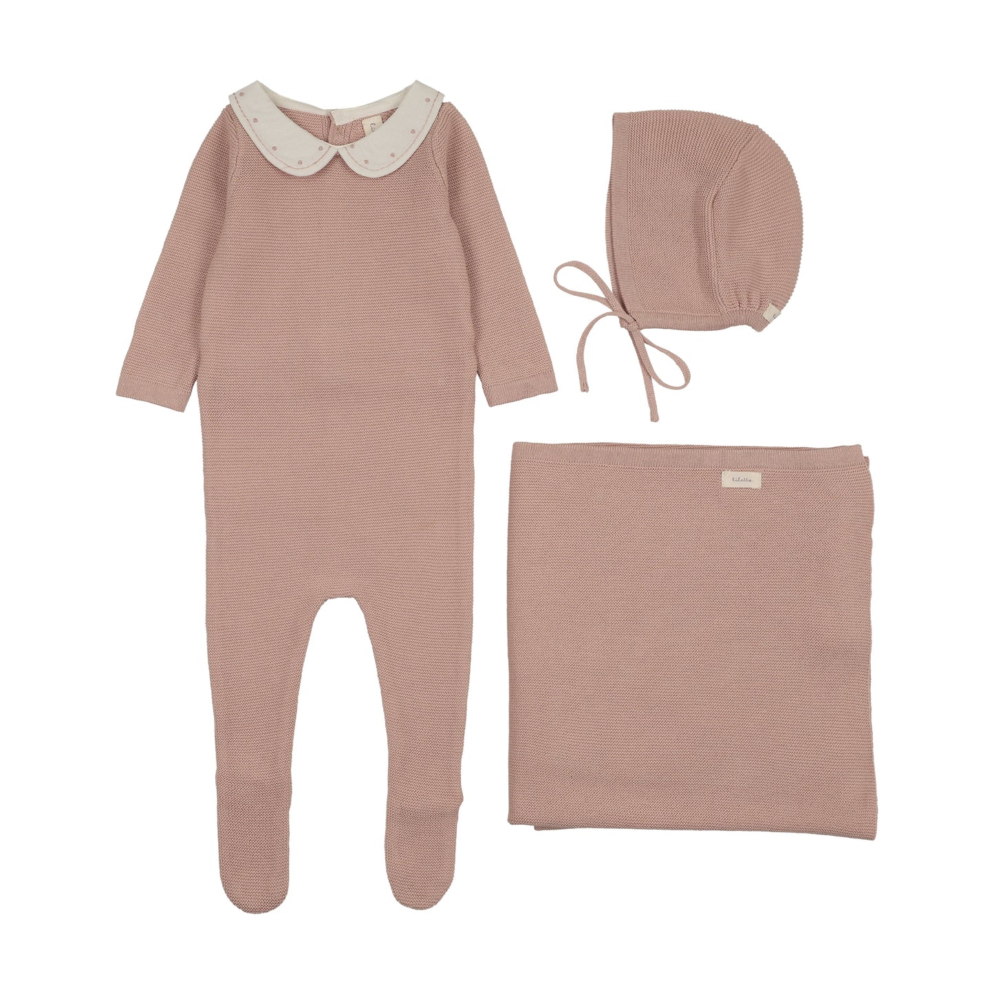 Lilette Embroidered Knit Collar Layette Set - LTF26LS105