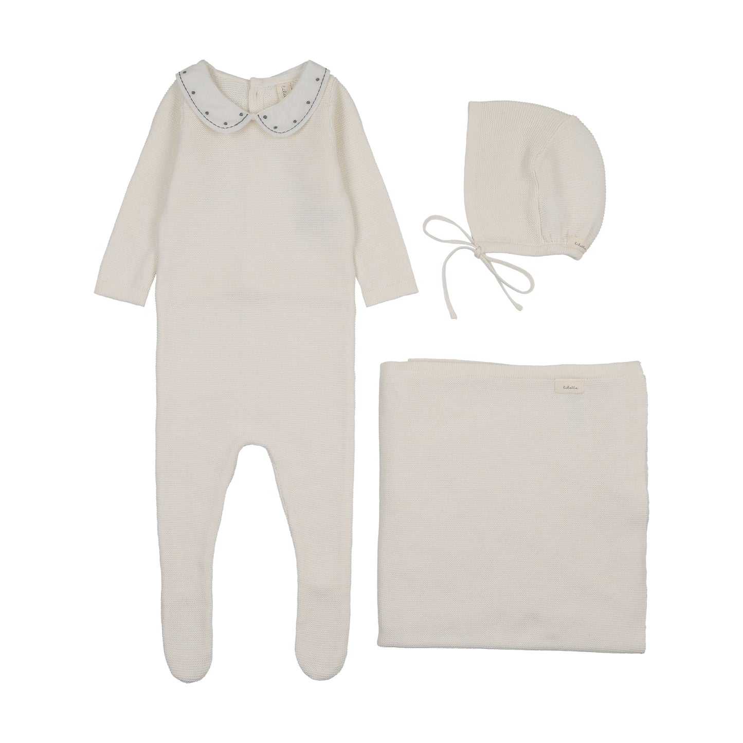 Lilette Embroidered Knit Collar Layette Set - LTF26LS105