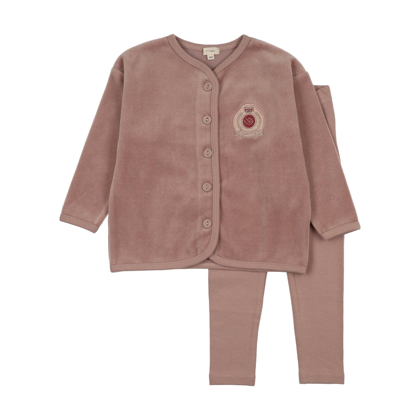 Lil Legs Velour Crest Lounge Set - LLF26TP401