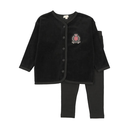 Lil Legs Velour Crest Lounge Set - LLF26TP401