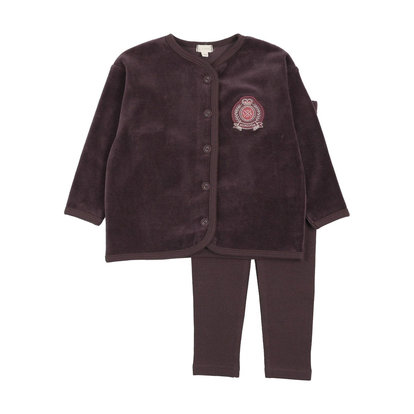Lil Legs Velour Crest Lounge Set - LLF26TP401