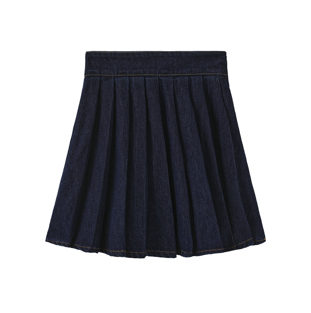 Phil and Phoebe Stretch Denim Pleat Skirt - C-27698