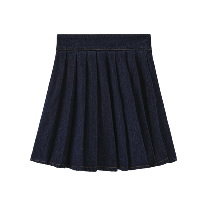 Phil and Phoebe Stretch Denim Pleat Skirt - C-27698
