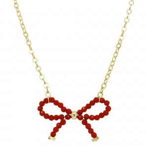 Delino Faceted Crystal Bow And Simple Gold Chain Necklace - N16098-B-GD