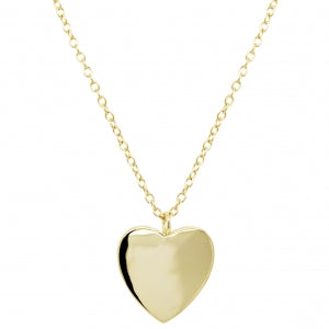 Delino Gold Plated Brass Chain Necklace - Shiny Gold Heart - N4658-B-GD