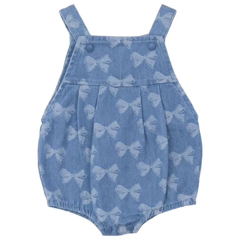 Puddles Bow Printed Denim Overall - SB6CY2852