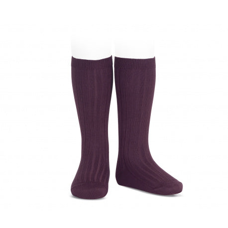 Condor Ribbed Cotton Knee Sock 197 Eggplant - 2016/2