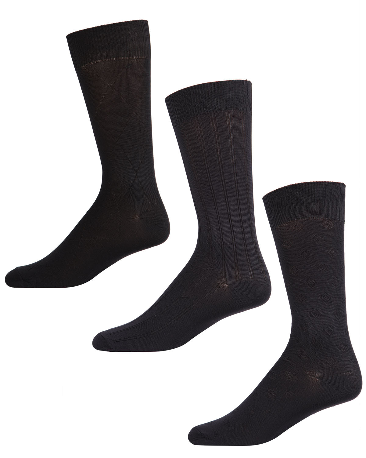 3 Pair Men's Cotton Blend Classic Argyle Crew Socks