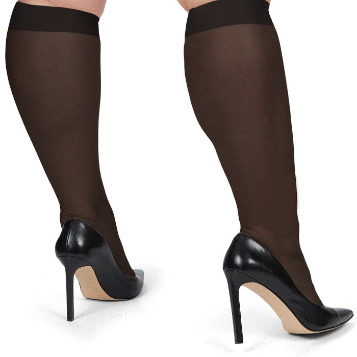 2 Pack Women's Levante Plus Size Sheer Knee High Stockings