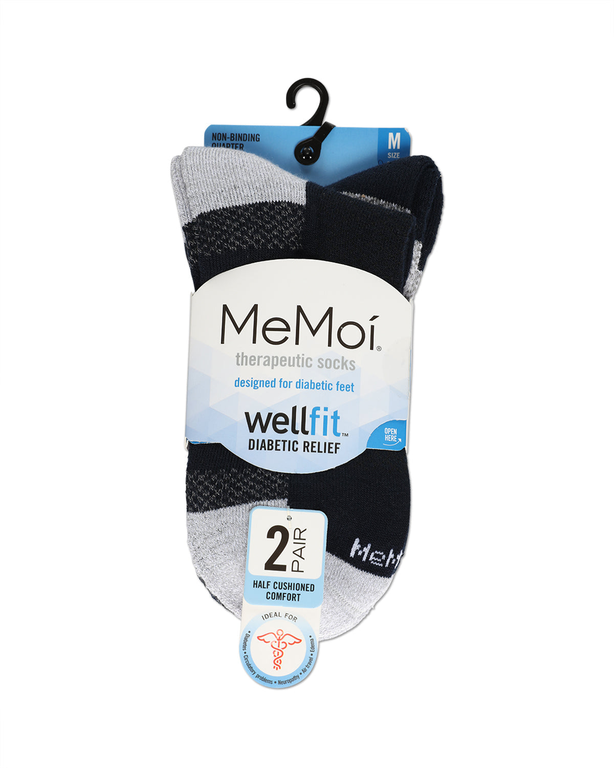 2 Pack Unisex Diabetic Half Cushion Quarter Socks