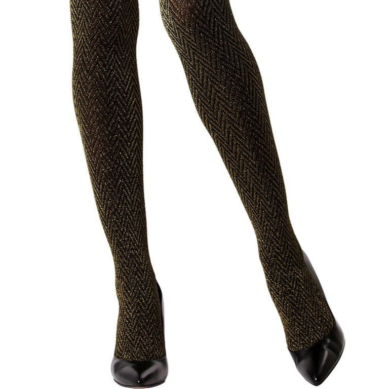 Metallic Chevron Opaque Tights