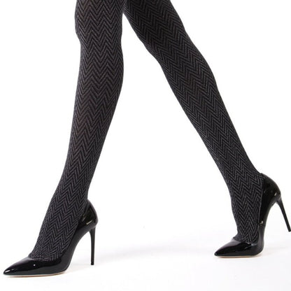 Metallic Chevron Opaque Tights