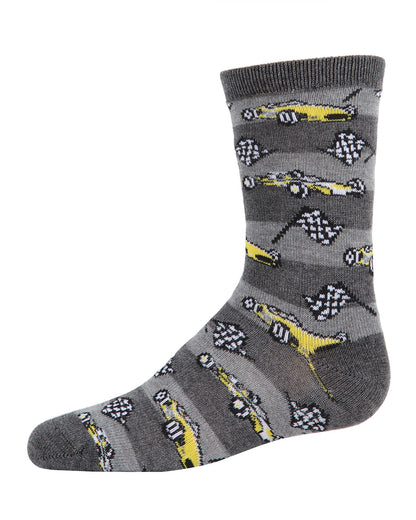 Race Car Bamboo Blend Boys Crew Socks