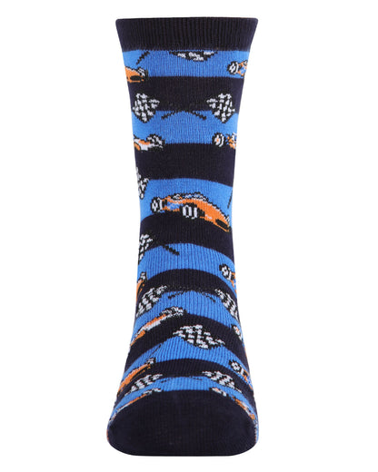 Race Car Bamboo Blend Boys Crew Socks