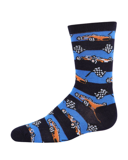 Race Car Bamboo Blend Boys Crew Socks