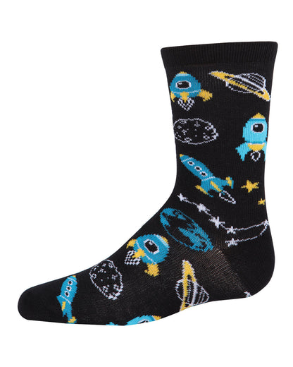 Rocket Ship Bamboo Blend Boys Crew Socks