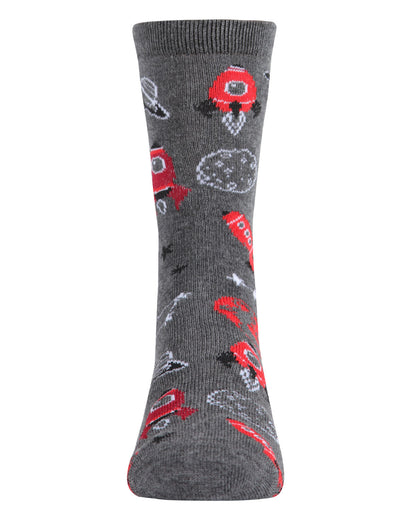 Rocket Ship Bamboo Blend Boys Crew Socks