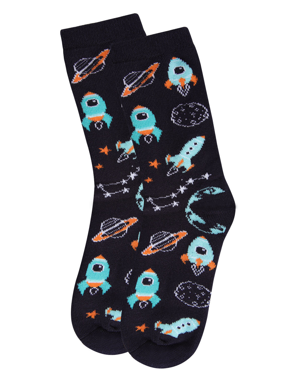 Rocket Ship Bamboo Blend Boys Crew Socks