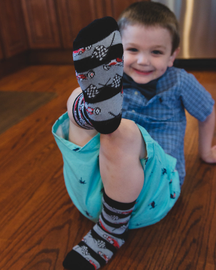 Race Car Bamboo Blend Boys Crew Socks